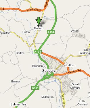 Location of Crown Hotel, Long Melford